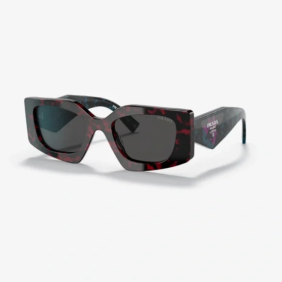 New Authentic Prada PR 15YS Sunglasses – Scarlet Tortoise with Dark Gray Lenses Prada PR 15YS Irregular Sunglasses For Women main image 3